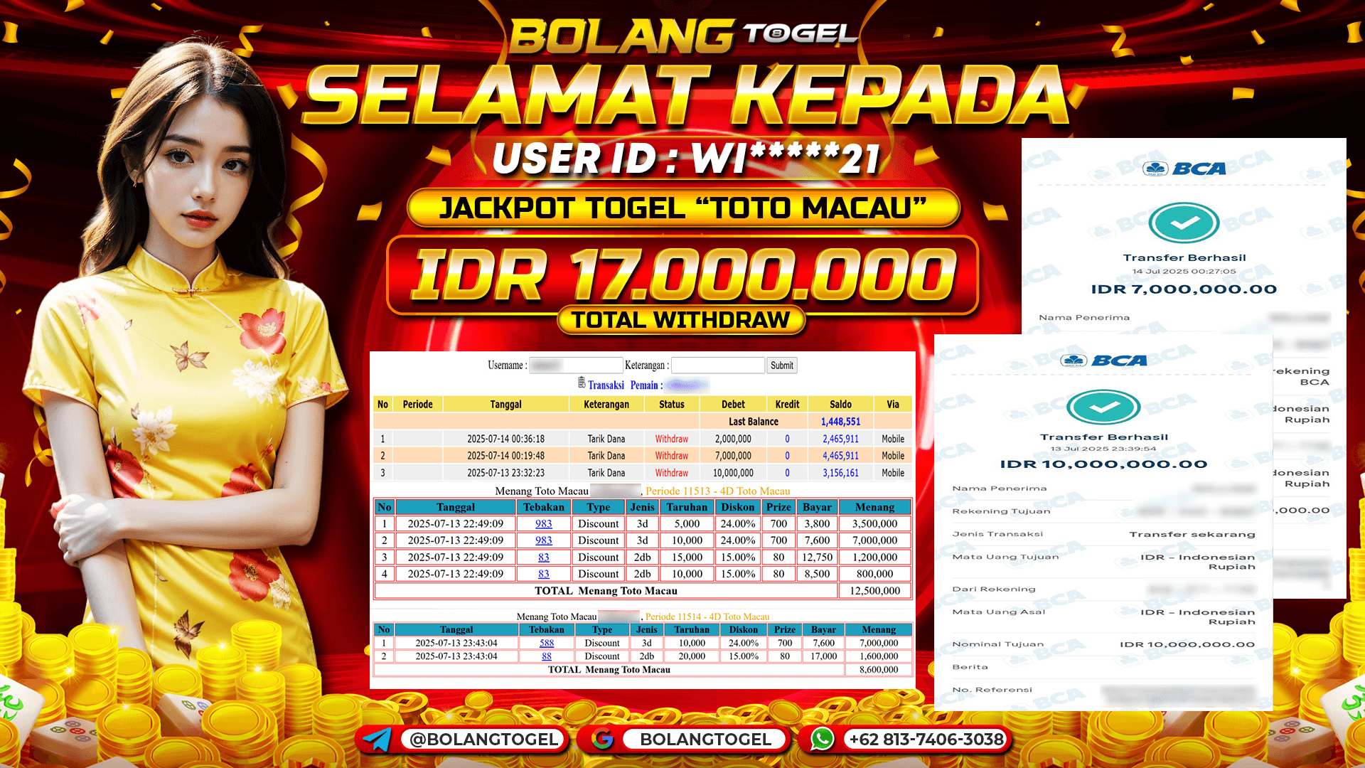 Bukti jackpot TOGEL TOTO MACAU BOLANGTOGEL - gambar 1